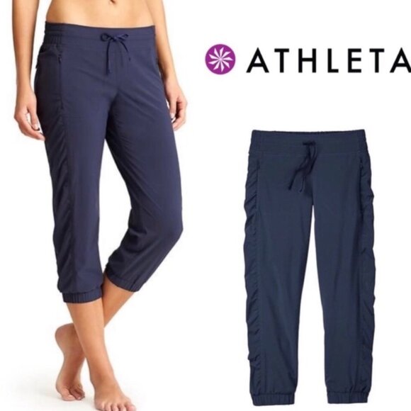 Athleta La Viva Stretch Activewear Capri Jogger Pant Blue 8 REI - Picture 4 of 16